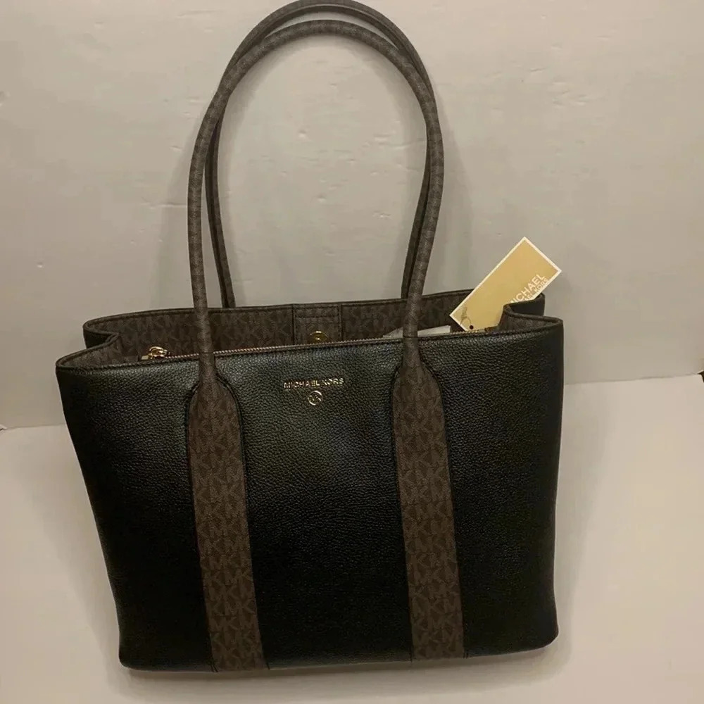 Michael Kors Tote Black AUSTIN Large Leather Bag NWT - Picture 2 of 11